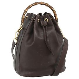 Borsa GUCCI Bamboo in pelle 2way Marrone Oro 001 2854 1657 Auth YKZ1162