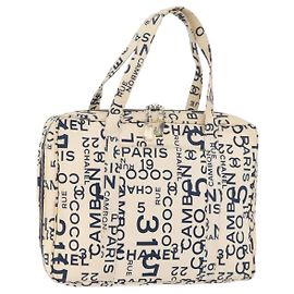 Borsa Tote CHANEL By Sea Line in tela Bianco Argento CC Auth 178508