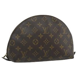 LOUIS VUITTON Monogram Trousse Demi Ronde Cosmetic Pouch M47520 LV Auth ka4196