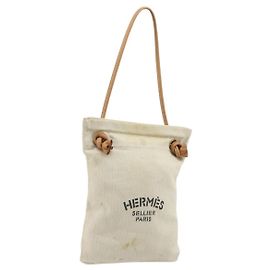 Hermès Borsa HERMES in tela Beige Gold Auth BA12373