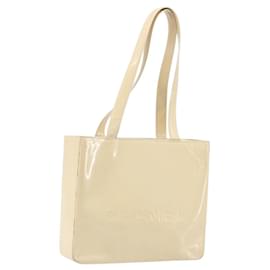CHANEL Tote Bag Lackleder Elfenbein Gold CC Auth bs34540