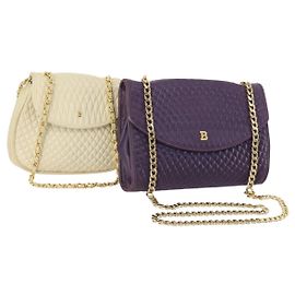 Borsa a Spalla con Catena BALLY in Pelle 2 Set Viola Bianco Auth am11367