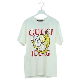 GUCCI Kurzarm T-Shirt aus Baumwolle Weiß Auth 172489M