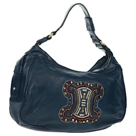 Céline Borsa CELINE in pelle blu navy e oro Auth SW1962V