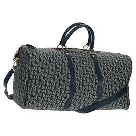 Borsa Boston Christian Dior Trotter Canvas 2way Navy Gold Auth 168742SAV