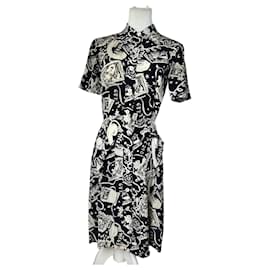 Vintage Fendi Bedrucktes Hemdkleid Schwarzer surrealistischer Print M