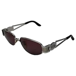 Vintage Fendi Sonnenbrille SL 7039 Silber Burgundy Gläser FF Logo