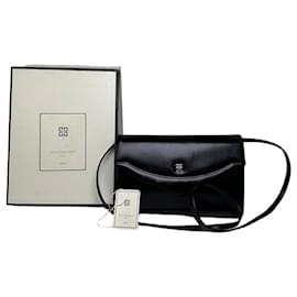 Borsa a tracolla vintage Givenchy Paris in pelle nera con logo 4G