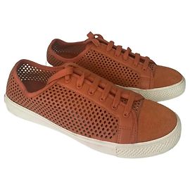 Tory Burch Perforated Sneaker aus Leder und Wildleder - Orange
