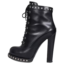 Alexander McQueen Knöchelstiefel aus schwarzem Leder Gr. 39 gebraucht