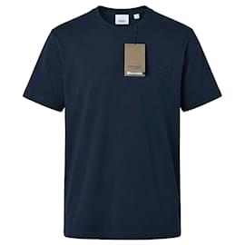 Burberry Embossed Logo Cotton T-Shirt - Navy Blue