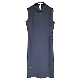 Apostrophe Sleeveless Black Sheath Dress with Belt