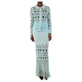Autre Marque Conjunto de camisa y falda de tejido azul - talla XXS