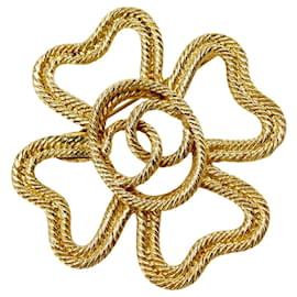 Spilla Chanel Gold CC placcata oro Clover Rope