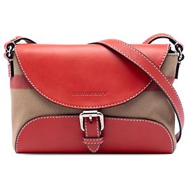 Borsa a tracolla Henham in pelle rossa e tela House Check Burberry