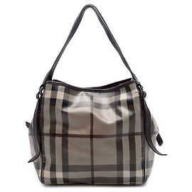 Burberry Canterbury Tote aus beschichteter Canvas Smoke Check Braun Small