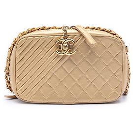 Borsa a tracolla Chanel Gold Small Quilted Lambskin Coco Boy