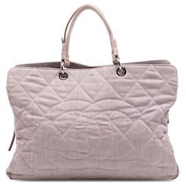 Tote in denim trapuntato Chanel Pink Large CC