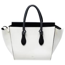 Céline Celine Tote Bicolore in Pelle di Vitello Medium White Tie Knot