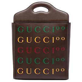 Tote convertibile Gucci marrone 100th Anniversary in pelle di vitello testurizzata con logo