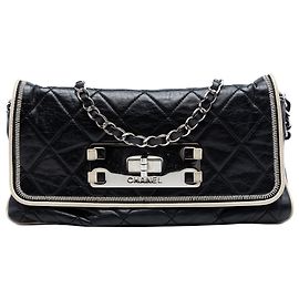 Chanel Black Quilted Lambskin Reissue East West Flap