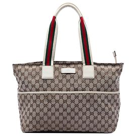 Gucci Beige GG Canvas Web Tote