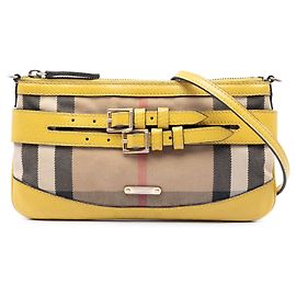 Burberry Beige House Check Canvas Bridle Langford Crossbody
