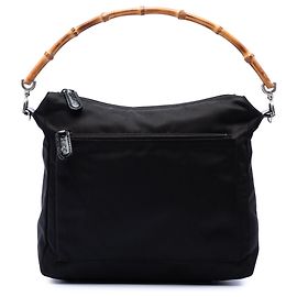 Borsa Gucci in nylon nero con dettagli in bambù
