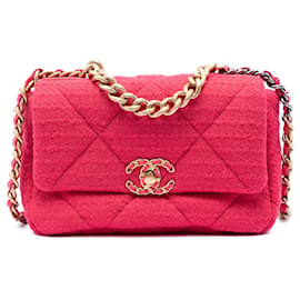 Chanel Pink Medium Tweed 19 Flap