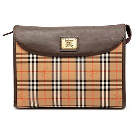 Clutch de lona Burberry Beige Haymarket Check