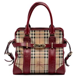 Borsa Minford Portrait in tela rivestita Burberry Beige Haymarket Check