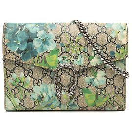 Portafoglio con catena Gucci Beige GG Supreme Blooms Dionysus