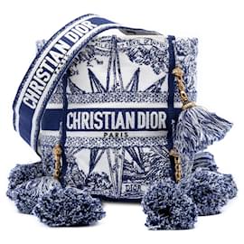 Dior Blue Canvas Embroidered Reve d Infini D Bubble Bucket Bag