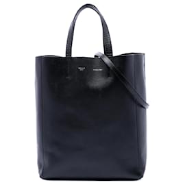 Cabas verticale in pelle di vitello granulata nera Small di Celine - Céline