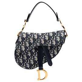 Dior Blue Mini Oblique Canvas Saddle Bag