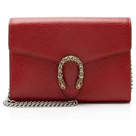 Gucci Leather Crystal Dionysus Chain Wallet
