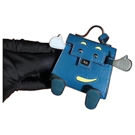 Hermès Kellydoll Bijou de sac en cuir - Bleu