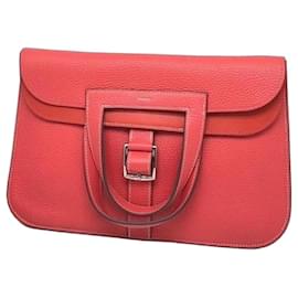 Hermès Halzan 31 Leder Handtasche - Rot