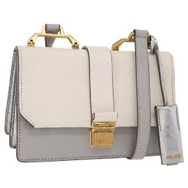 Bolsa de Ombro Miu Miu em Couro Cinza e Dourado Auth bs34805A