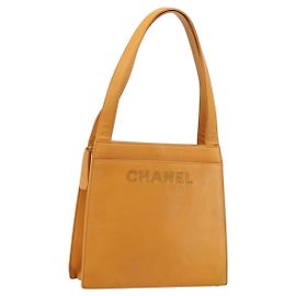 Borsa Tote CHANEL in pelle Orange Gold CC Auth BA12427A