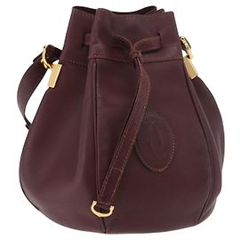 Borsa a Spalla CARTIER Must Line Pelle Bordeaux Oro Autentica 178254