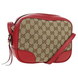 Borsa a Spalla GUCCI GG Canvas Beige Oro 449413 Auth am11547V