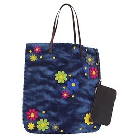 Borsa Tote FENDI in lana blu Auth 176743V