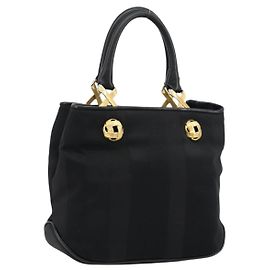 Borsa Salvatore Ferragamo in nylon nero e oro Auth BA12422