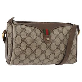 GUCCI GG Supreme Web Sherry Line Tasche aus PVC Beige Gold 89 02 018 Auth bs34932