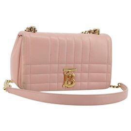 Borsa a Spalla con Catena BURBERRY in Pelle Rosa Oro Auth 177331A