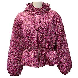 Autre Marque Love Shack Fancy Modena Pufferjacke mit lila Blumenprint