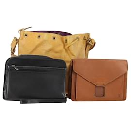 LOUIS VUITTON Borsa a Spalla Epi 3 Set Giallo Nero Marrone LV Auth 175673