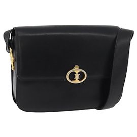 Céline Borsa a Spalla CELINE in Pelle Nera con Dettagli Oro Auth 177927