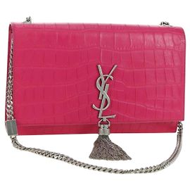 Borsa a Spalla con Catena SAINT LAURENT in Pelle Rosa Argento 175043SAM